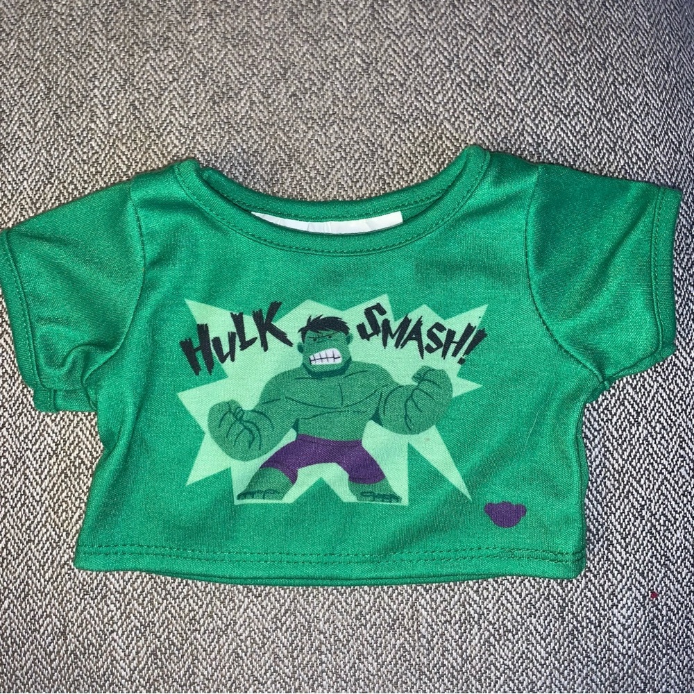 Build-A-Bear Workshop Hulk Smash Shirt Green Marvel Comics BABW RARE HTF Marvel